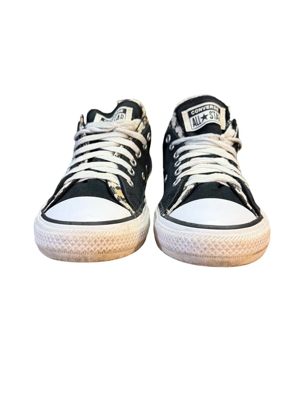 Converse Double Upper Ox Black Leopard Sneakers Juniors Size 6 Women’s Size 8